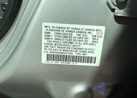 2013 Acura Mdx z USA, uszkodzony, nr VIN 2HNYD2H2XDH512093